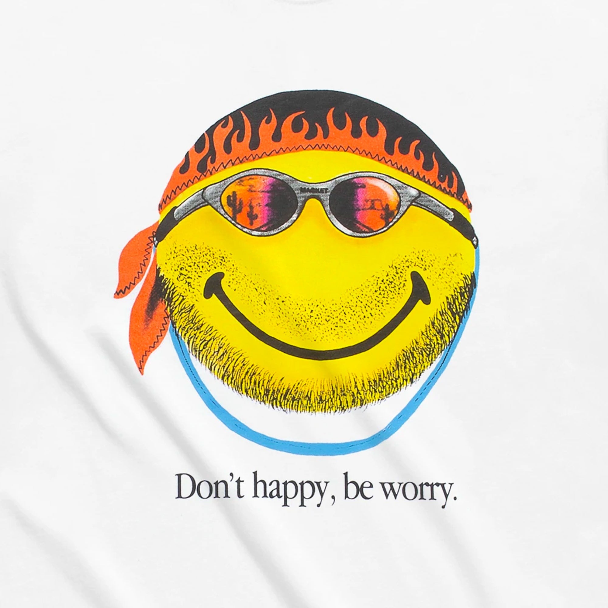 Market Mens Smiley Don't Happy, Be Worry SS Tee White