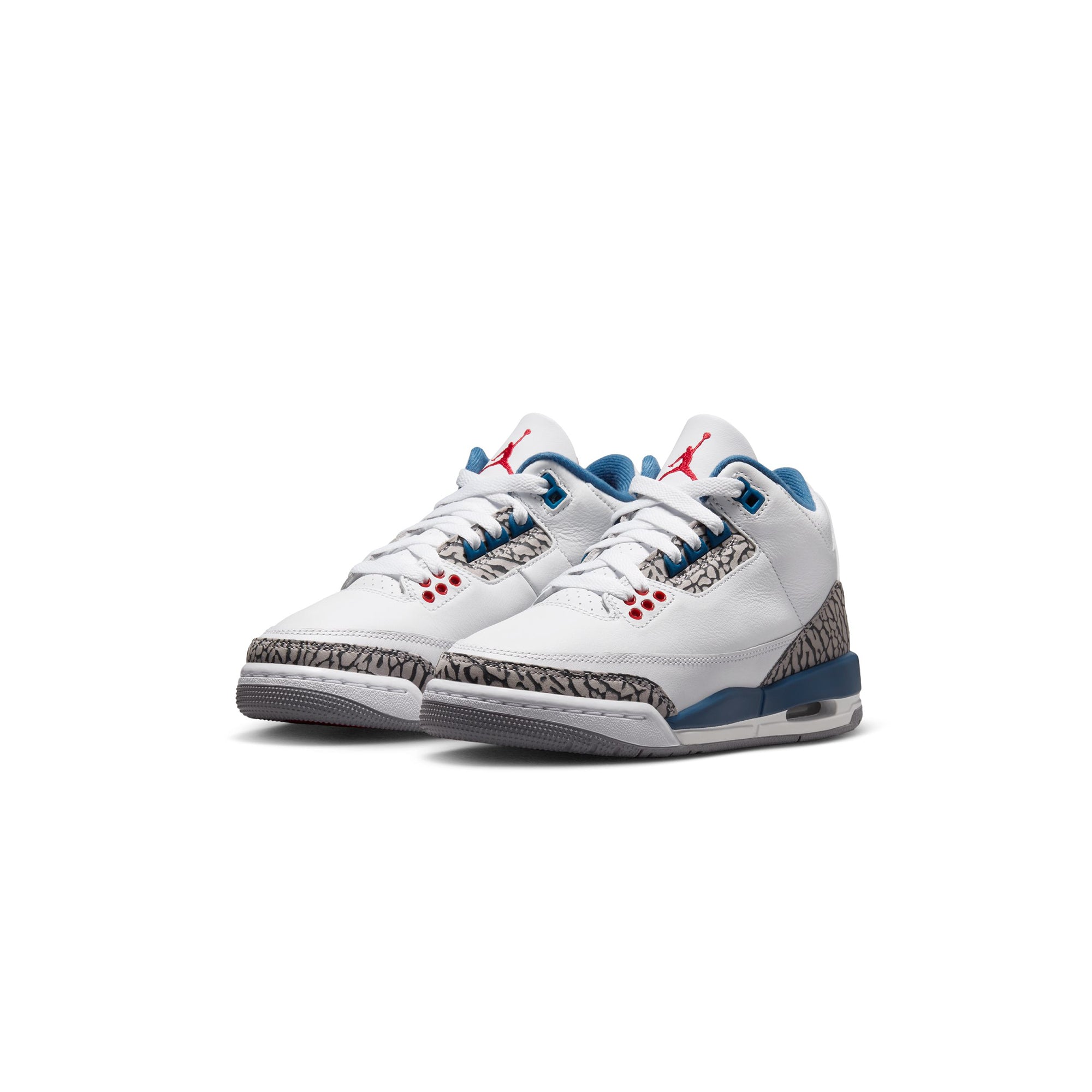 White/fire Red-true Blue Sneakers on a white background
