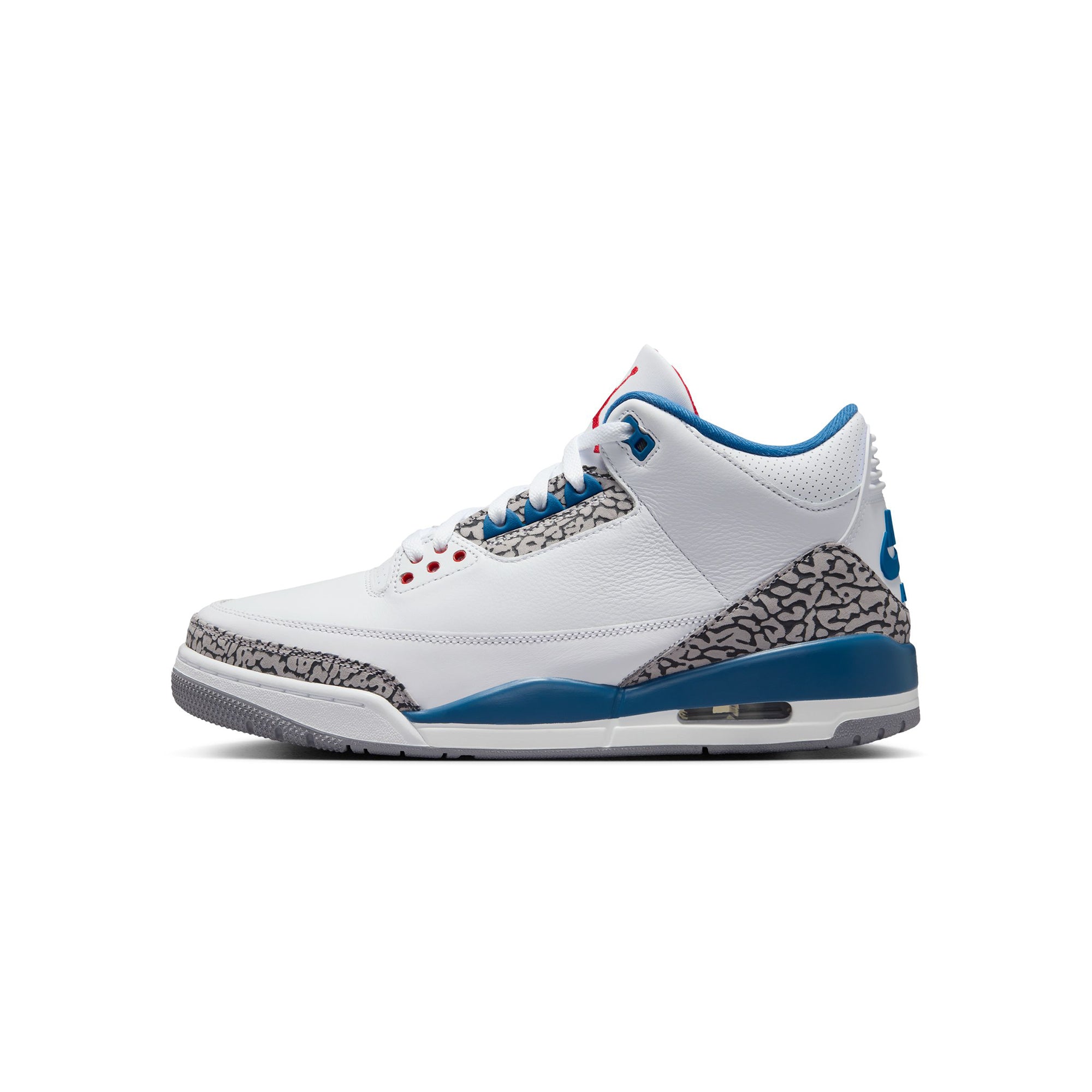 White/fire Red-true Blue Sneakers on a white background