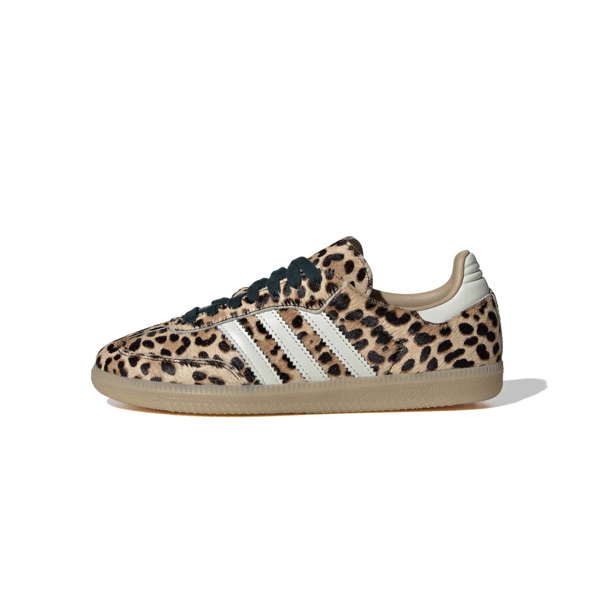 cheetah print sneakers on a white background