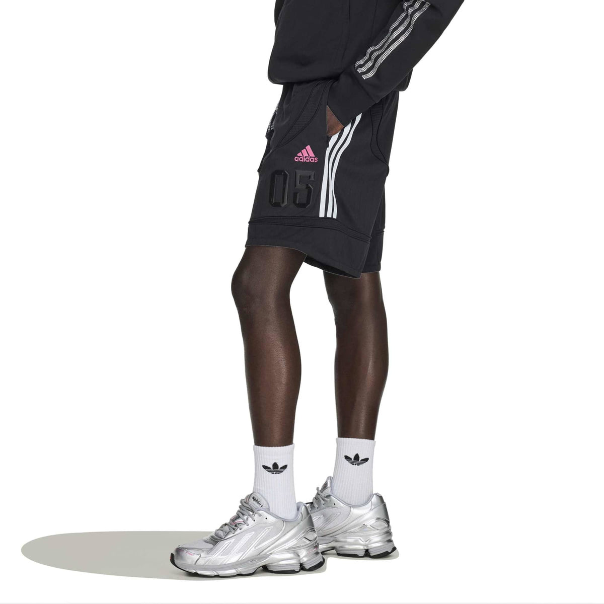black silver and pink shorts on a white background