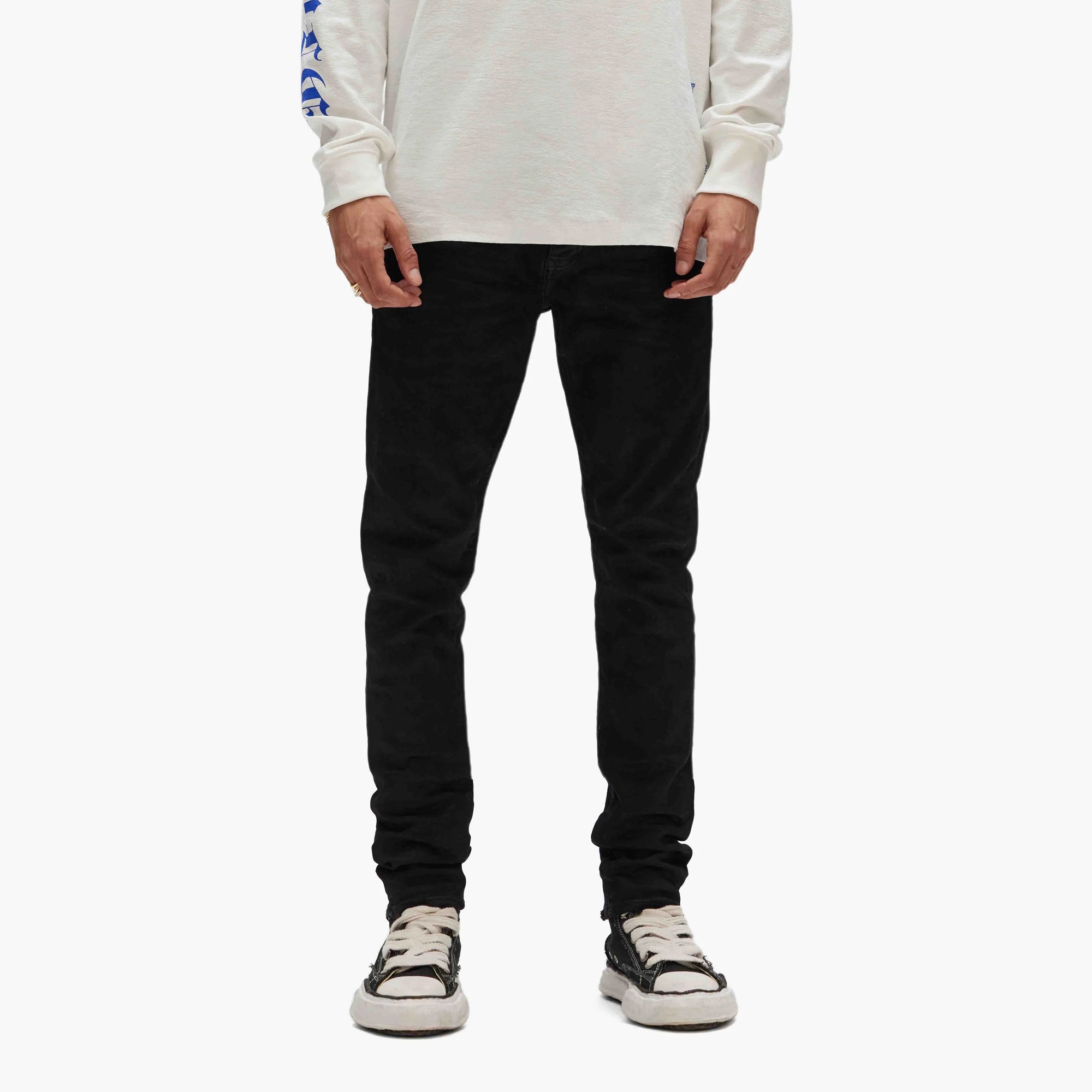 Purple Brand Mens Black Raw Pants