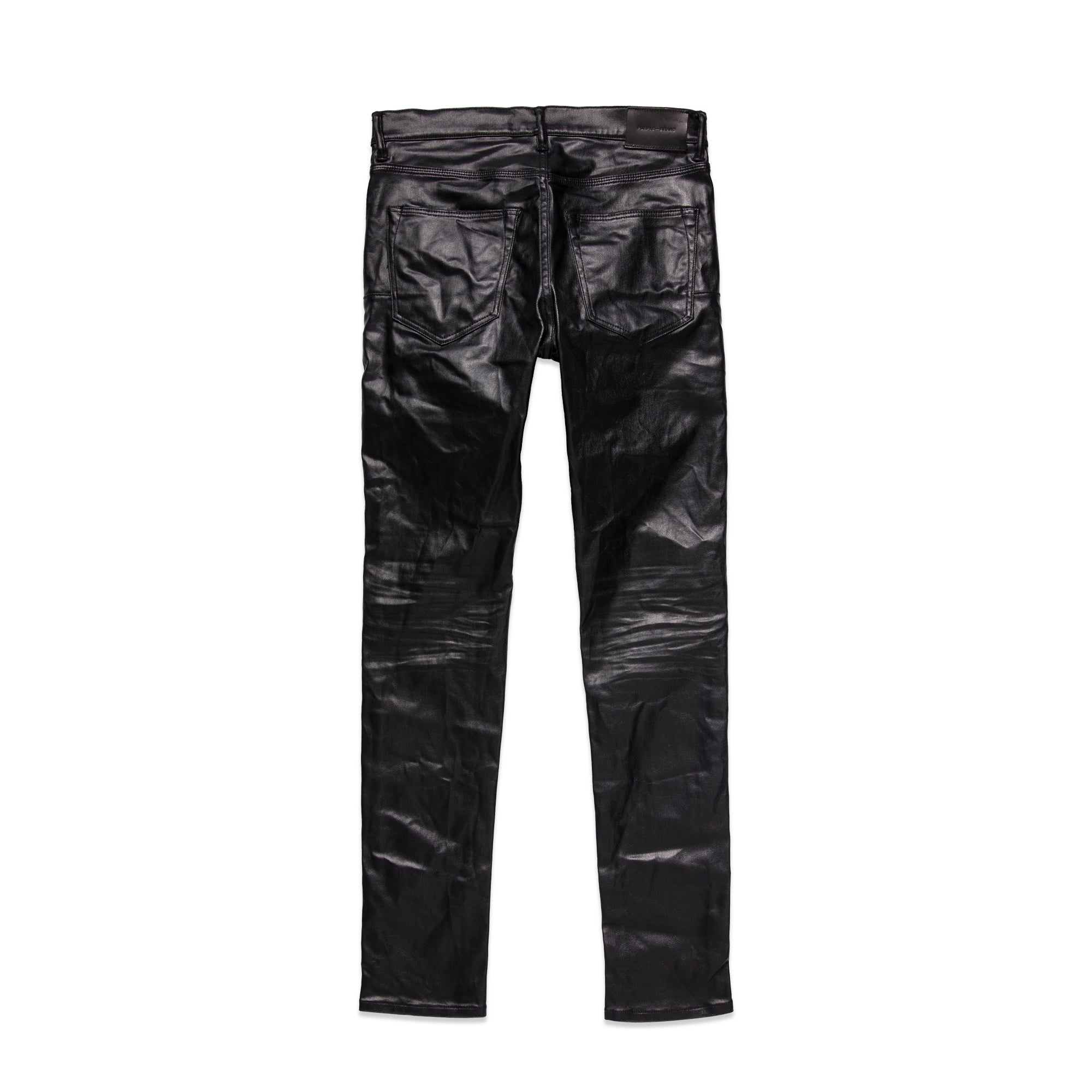 Purple Brand Mens Black Patent Leather Film Jeans