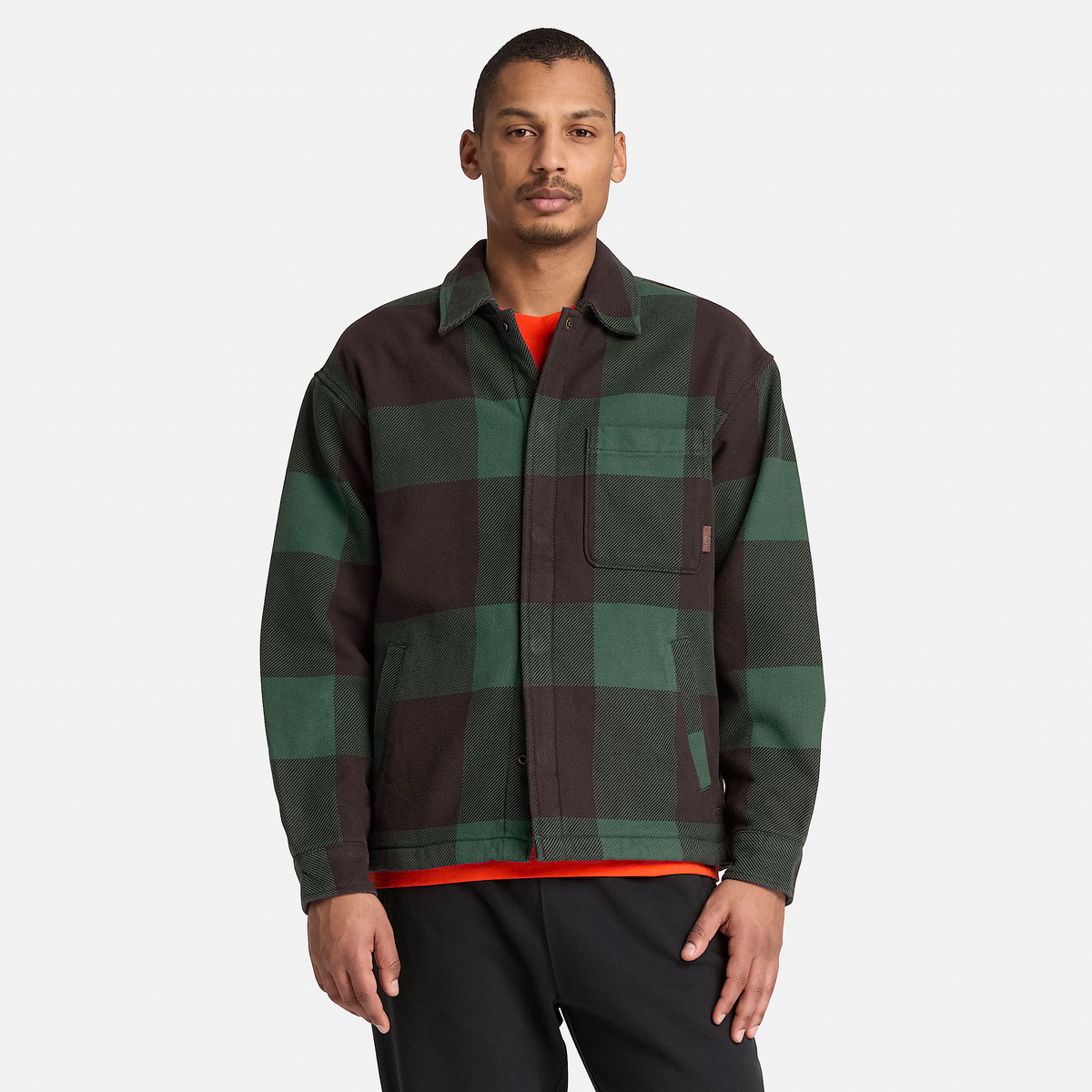 Timberland Mens Fleece Lined Checkered Overshirt