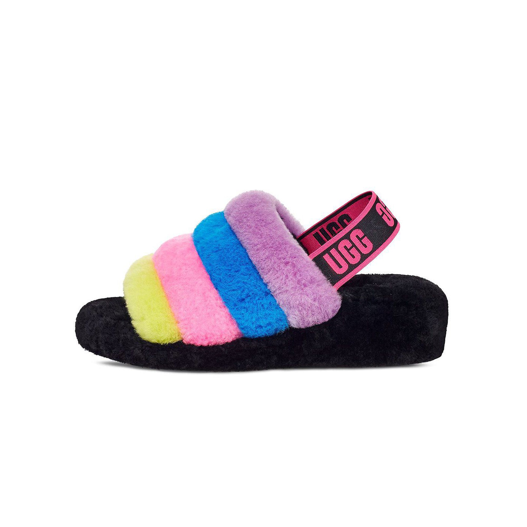 Ugg Women Fluff Yeah Slide 'Black/Taffy Pink Multi'