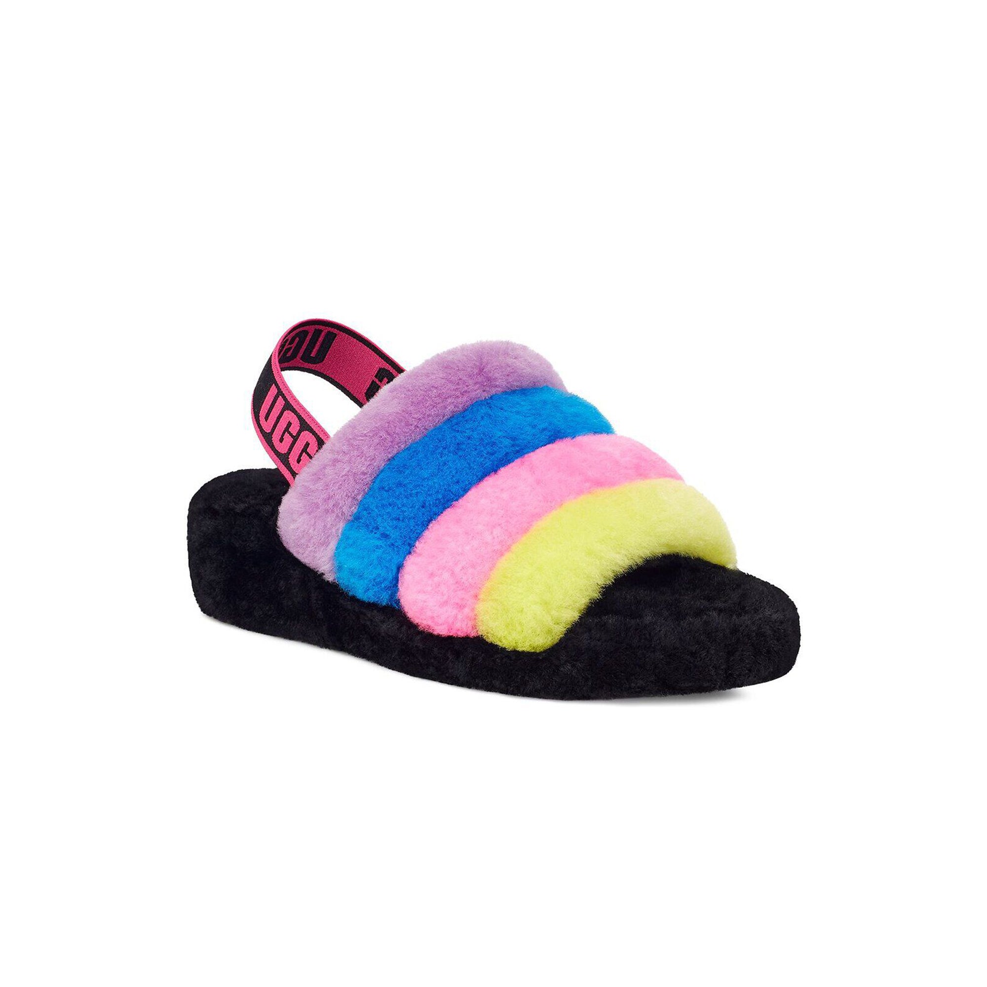 Ugg Women Fluff Yeah Slide 'Black/Taffy Pink Multi'