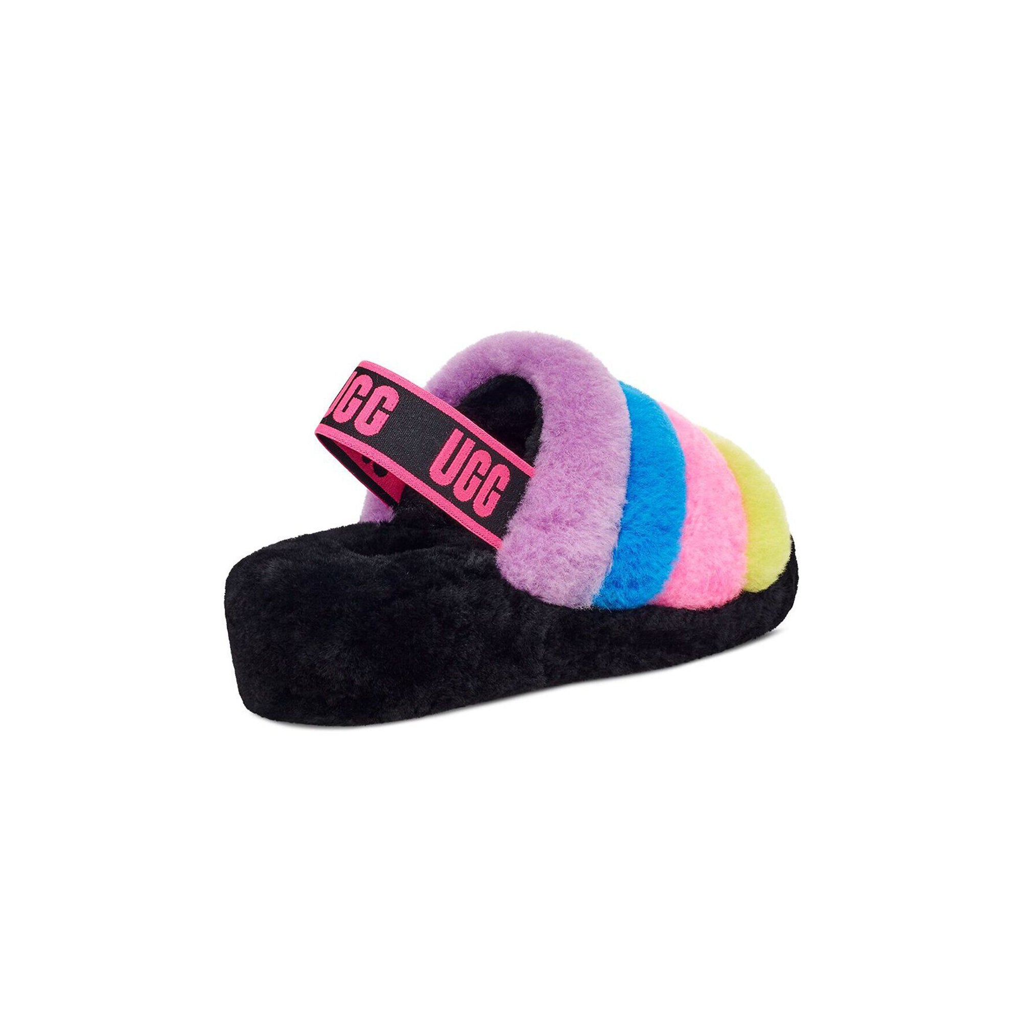 Ugg Women Fluff Yeah Slide 'Black/Taffy Pink Multi'