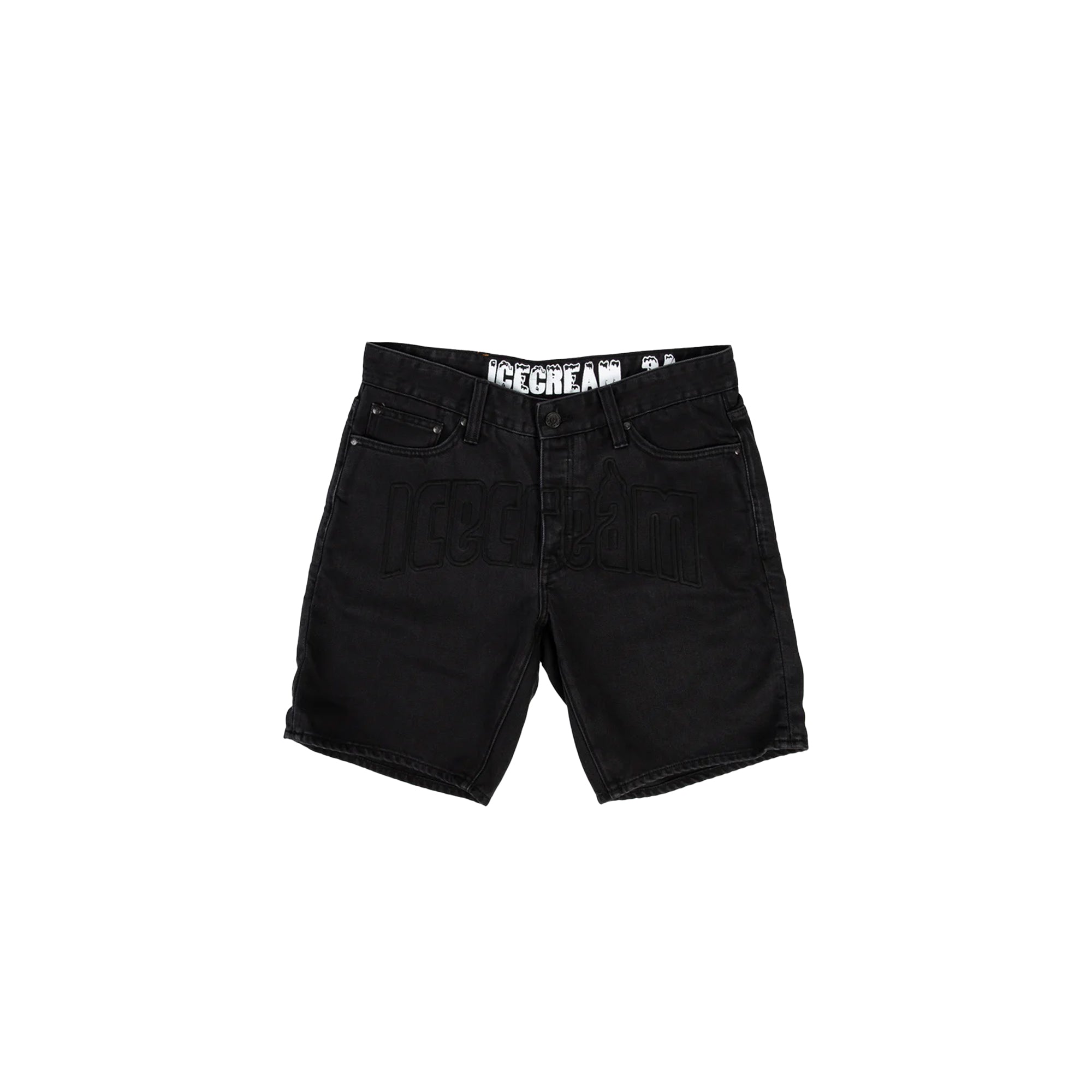 ICECREAM Mens Black Out Jean Shorts