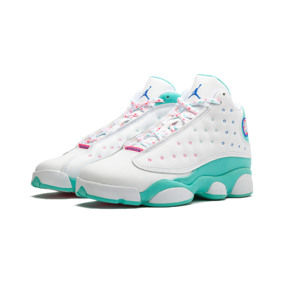 Jordan 13 Retro White Soar Green Pink (GS) Kids' - 439358-100 - US