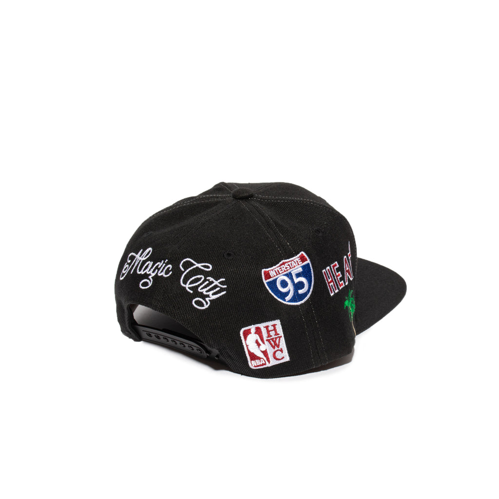 Men's Miami Heat Mitchell & Ness Black My City Snapback Hat