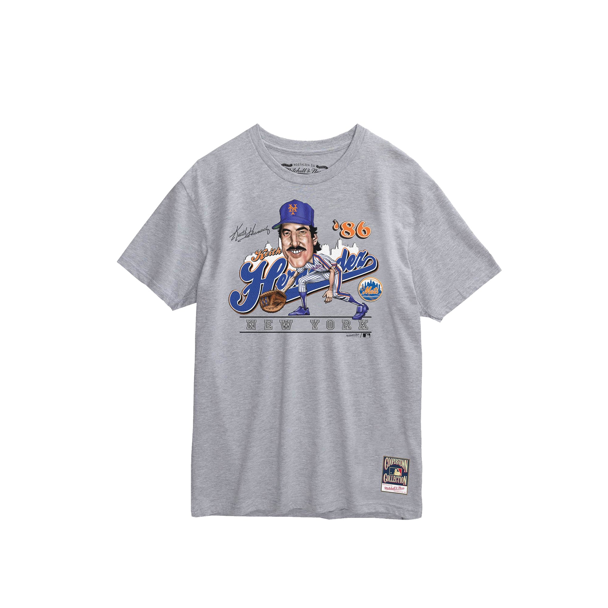 Mitchell & Ness Mens NYM Hernandez Caricature Tee 'Grey Heather'