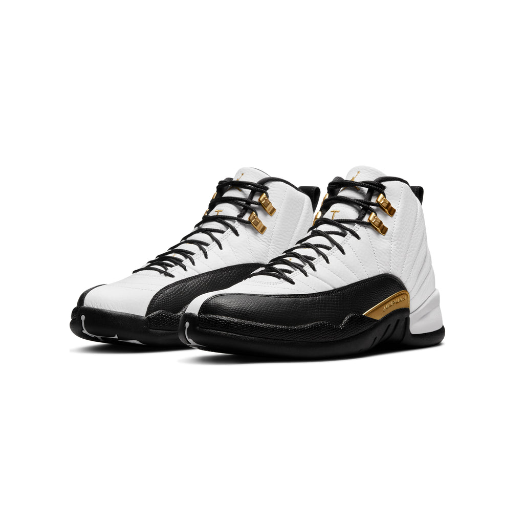 NIKE Mens Air Jordan 12 Retro Black/White-Metallic Gold Leather