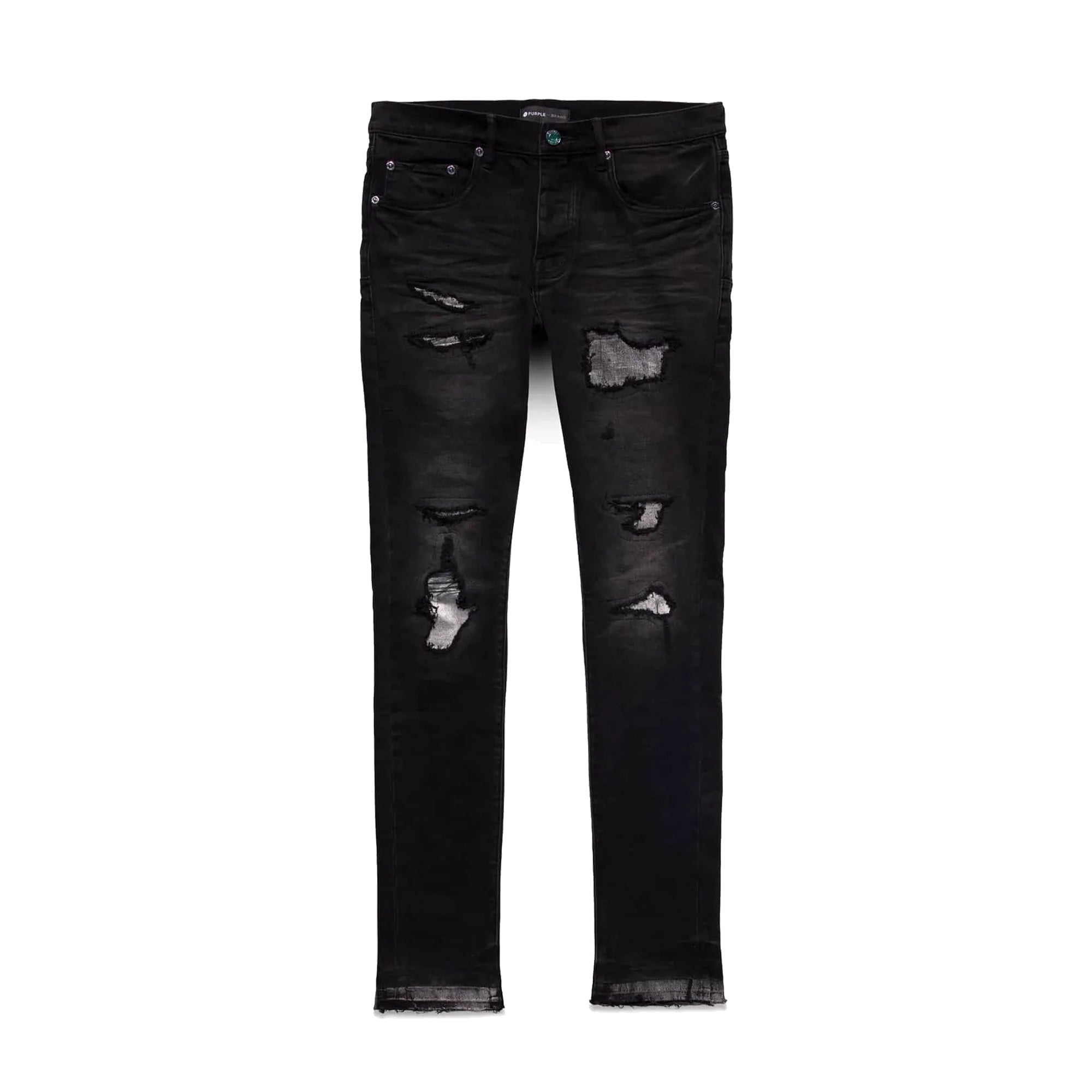 Purple Brand Mens Black Vintage Holographic Repair Jeans