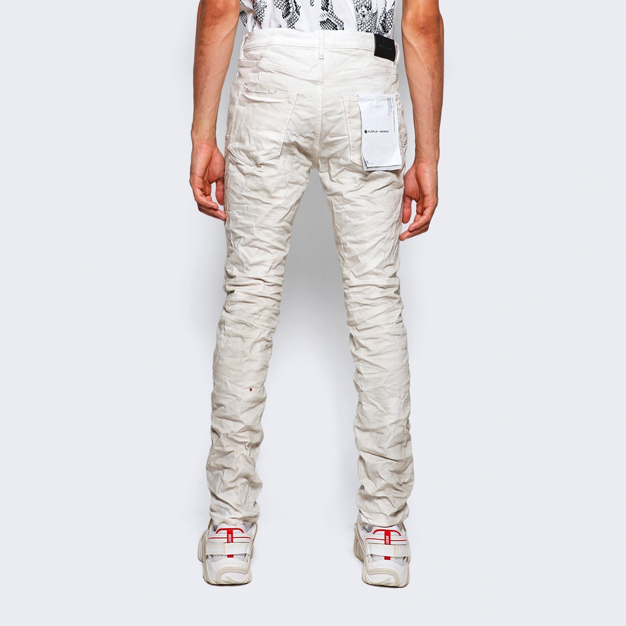 Purple Brand Mens Dirty White Destroy Jersey Knit Repair Jeans