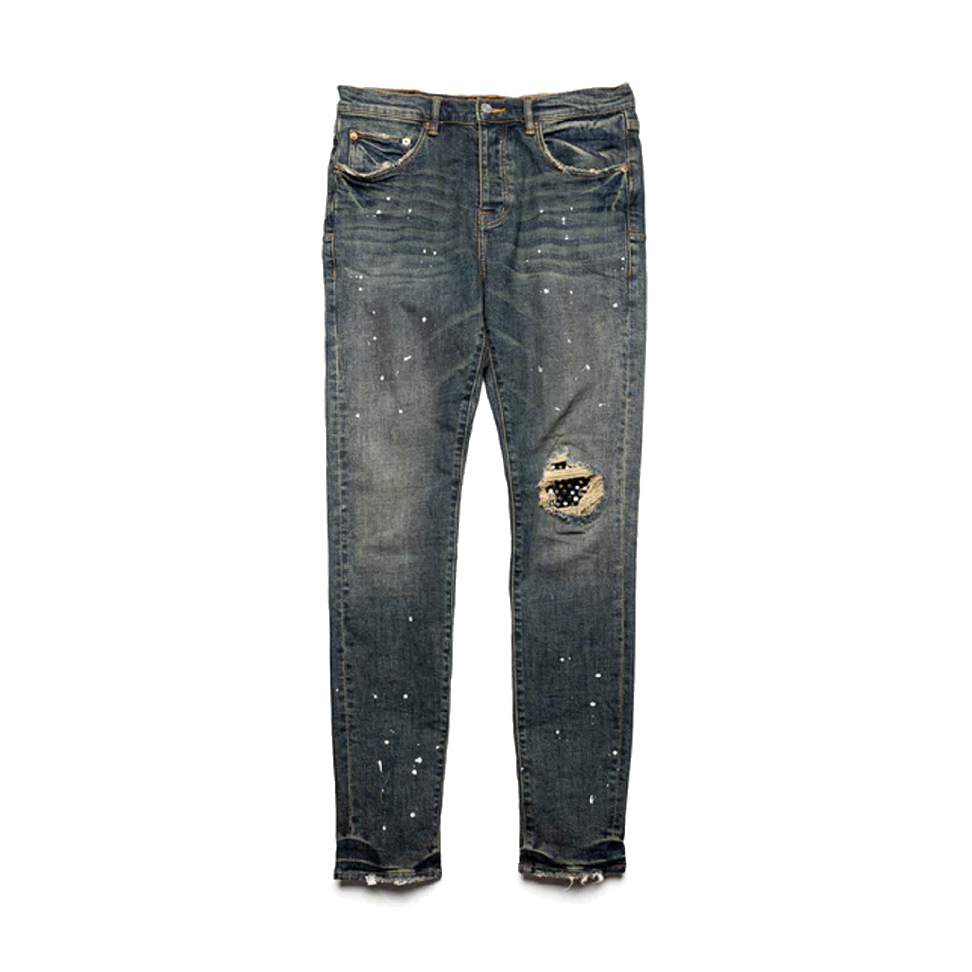 Purple Brand Mens Mid Dirty Indigo Stud Blowout Jeans