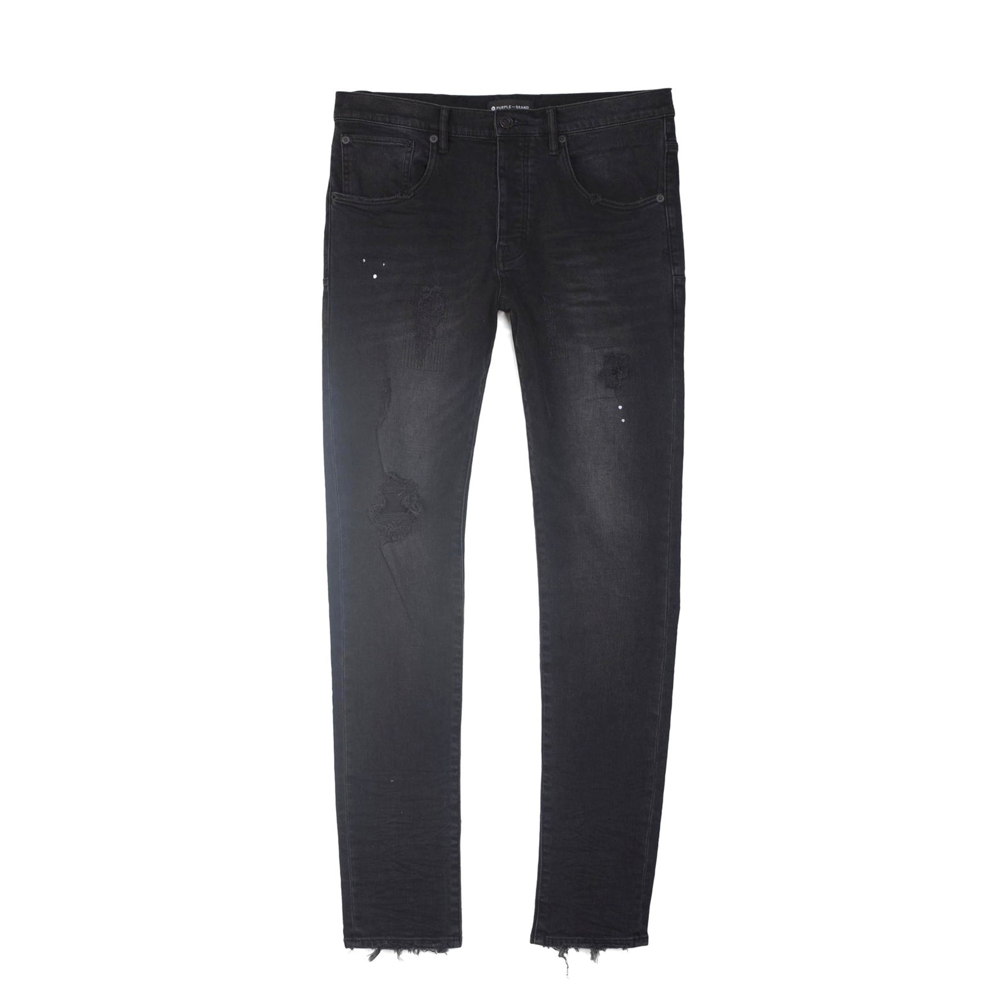 Purple Brand Mens Mid Rise Slim Jean 'Black Resin Repair'