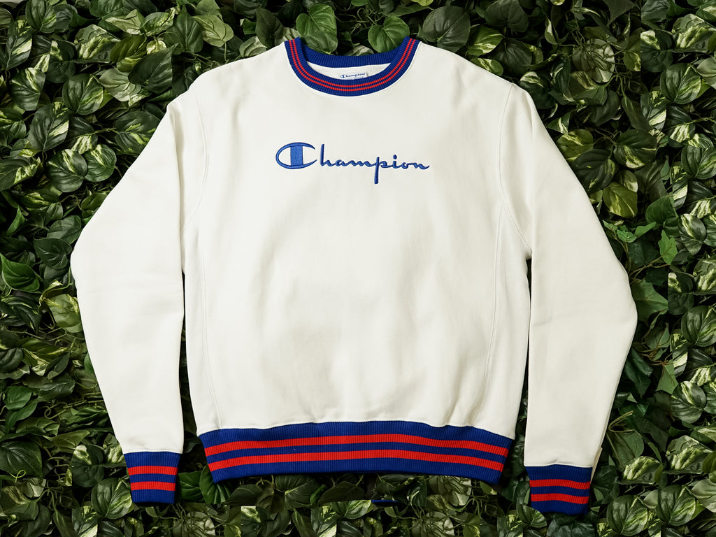 Champion reverse weave yarn dye trim 2024 crew neck sweatshirt