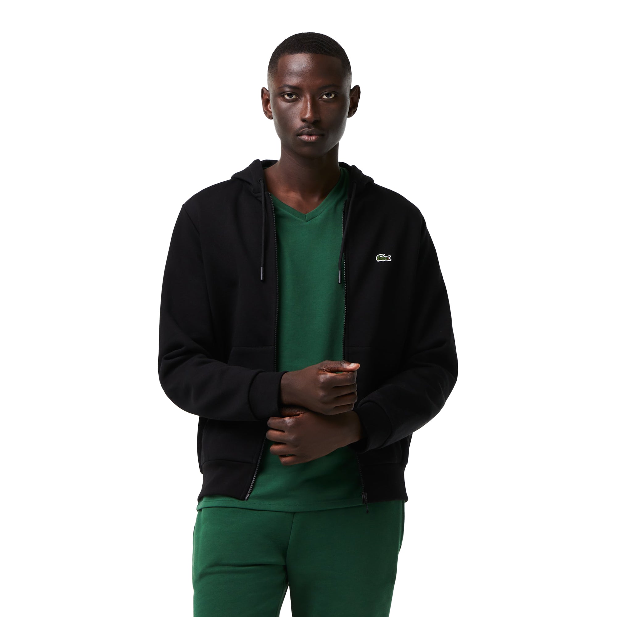 Lacoste Mens Kangaroo Pocket Fleece Zipped Sweatshirt