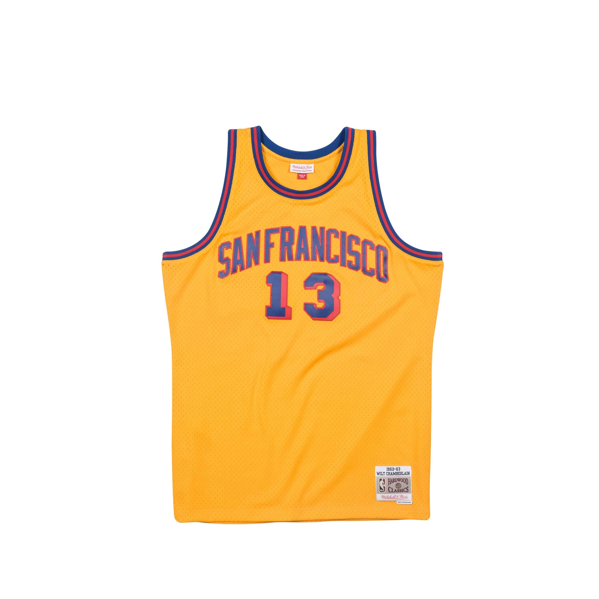 Mitchell & Ness Mens Wilt Chamberlain San Francisco Warriors Swingman Jersey 'Light Gold'