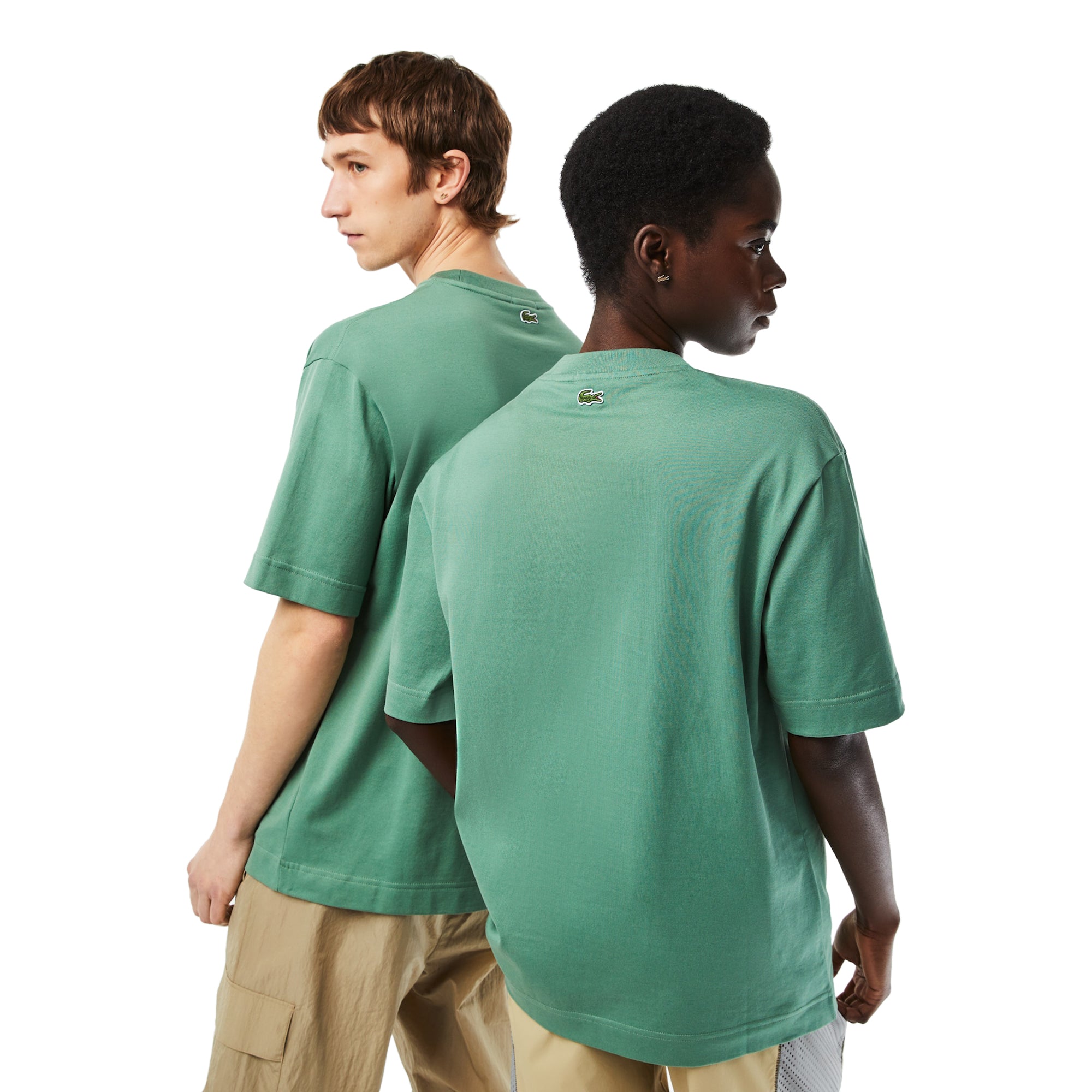 Lacoste Mens Loose Fit Large Crocodile Organic Cotton SS Tee