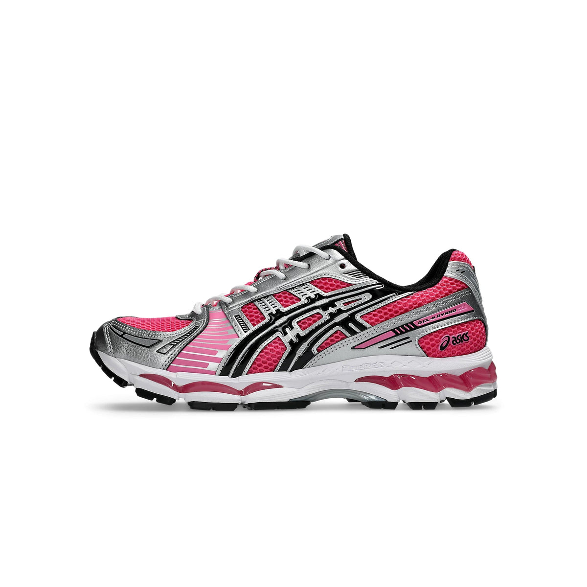 pink silver black and white sneakers on a white background