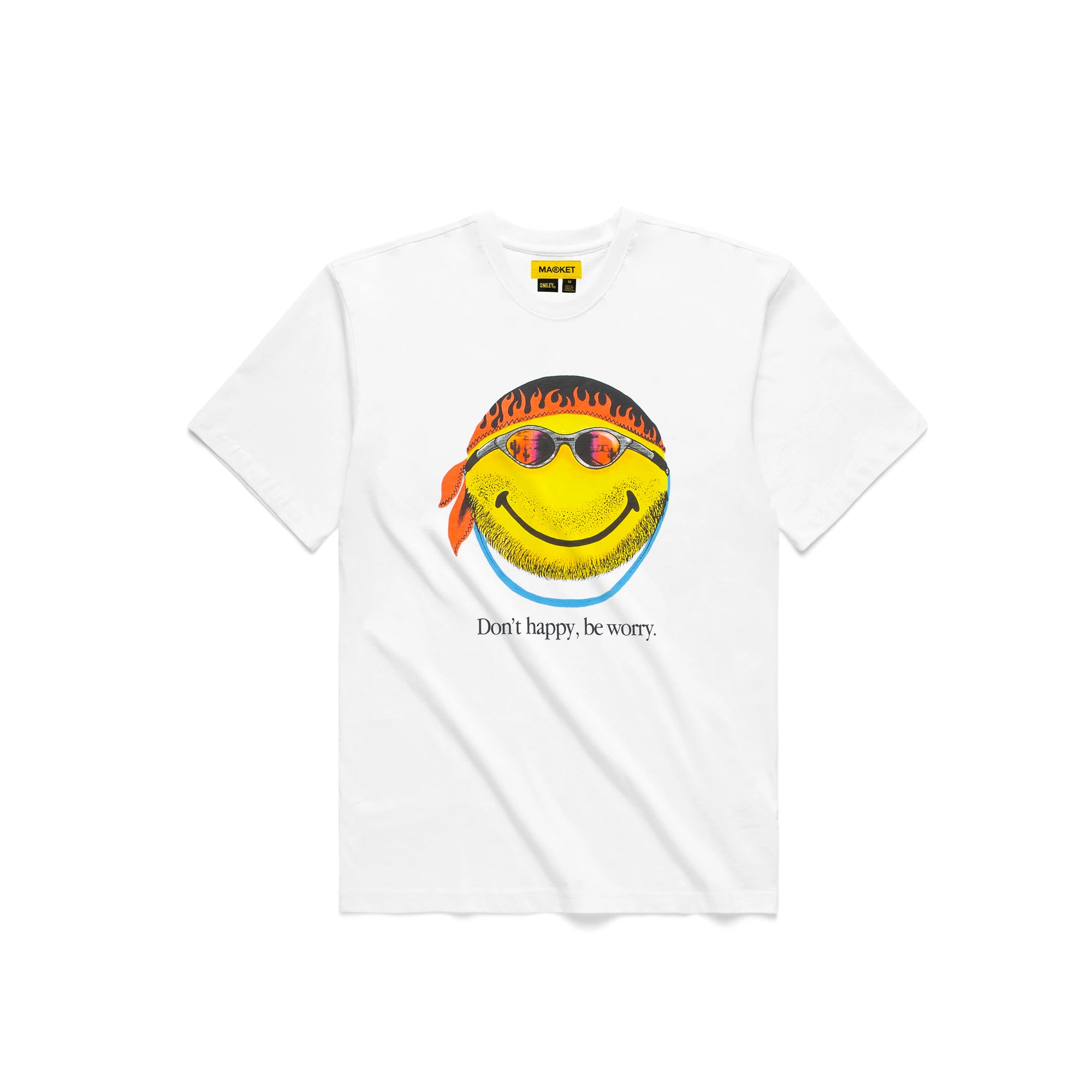Market Mens Smiley Don't Happy, Be Worry SS Tee White