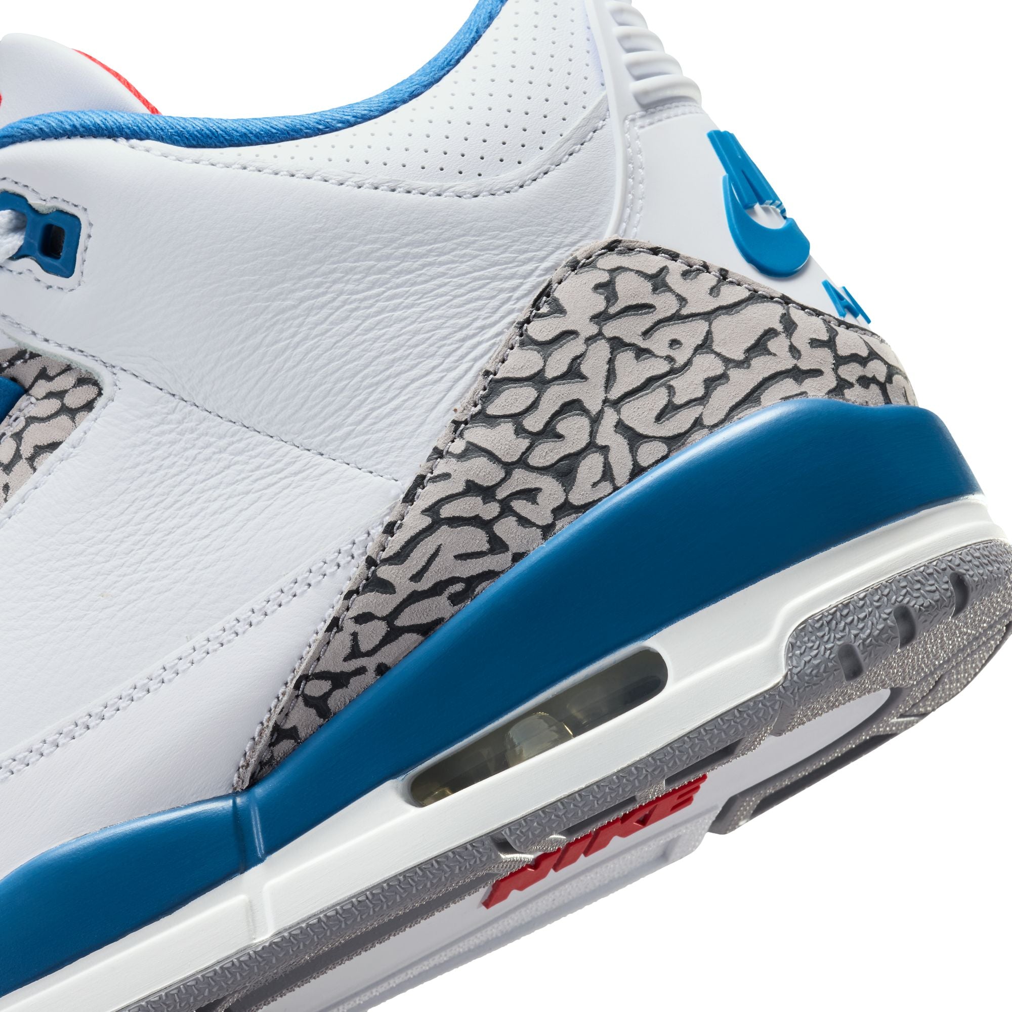 White/fire Red-true Blue Sneakers on a white background