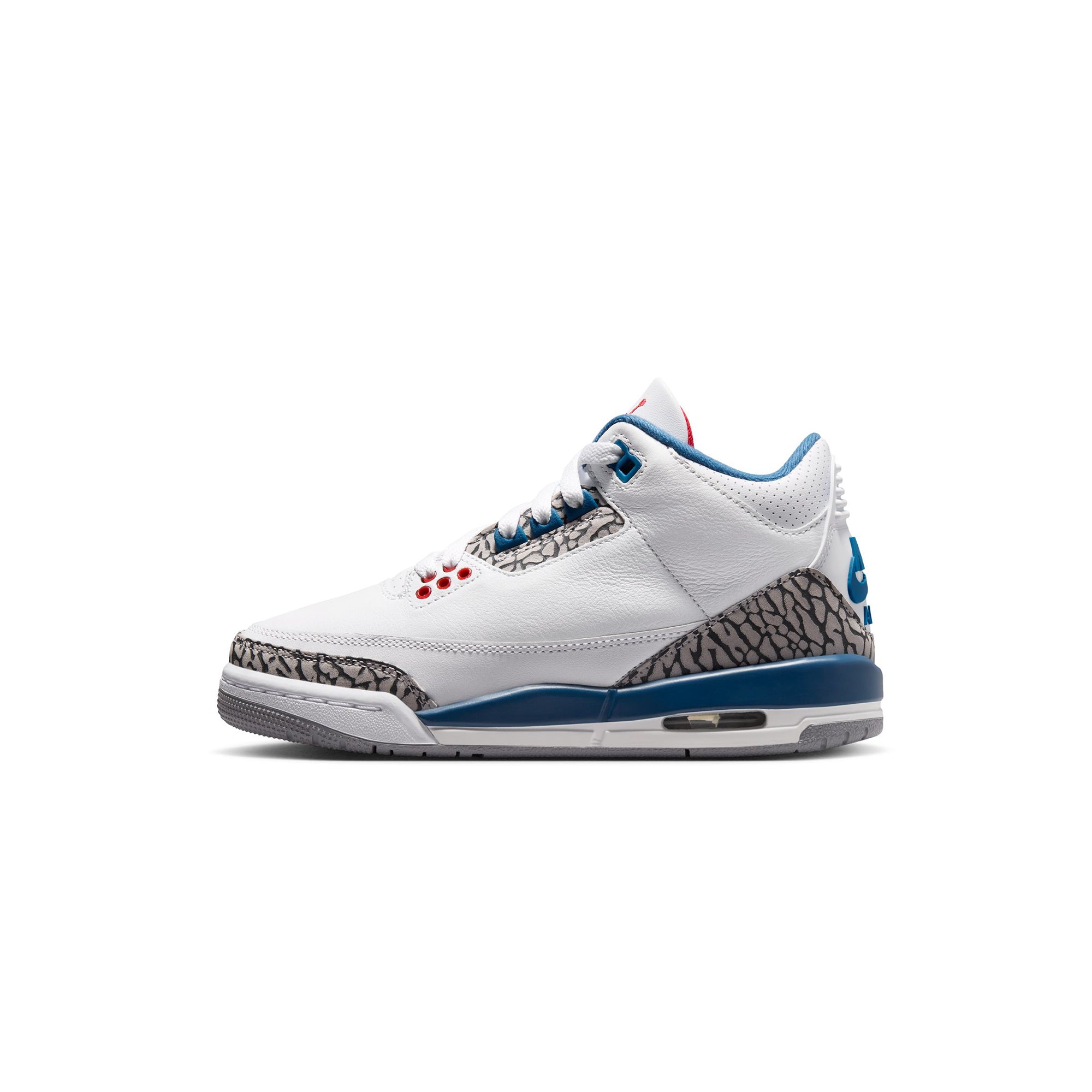 White/fire Red-true Blue Sneakers on a white background