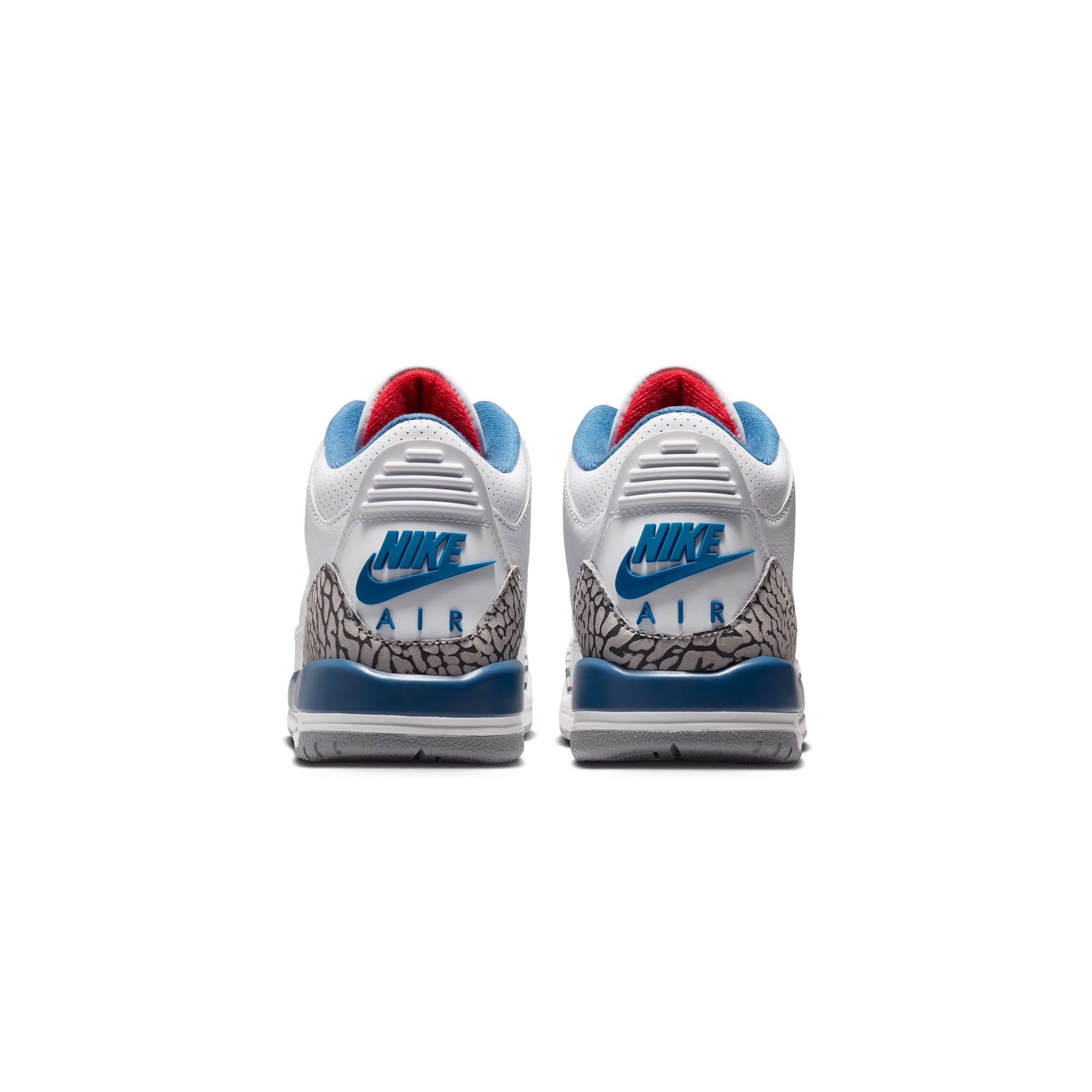 White/fire Red-true Blue Sneakers on a white background