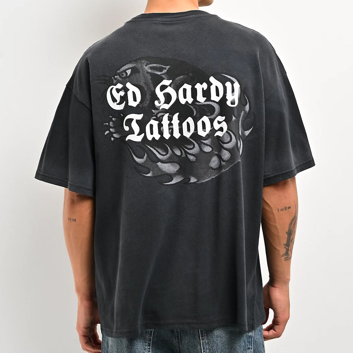 Ed Hardy Mens Fire Panther Throwback Tee