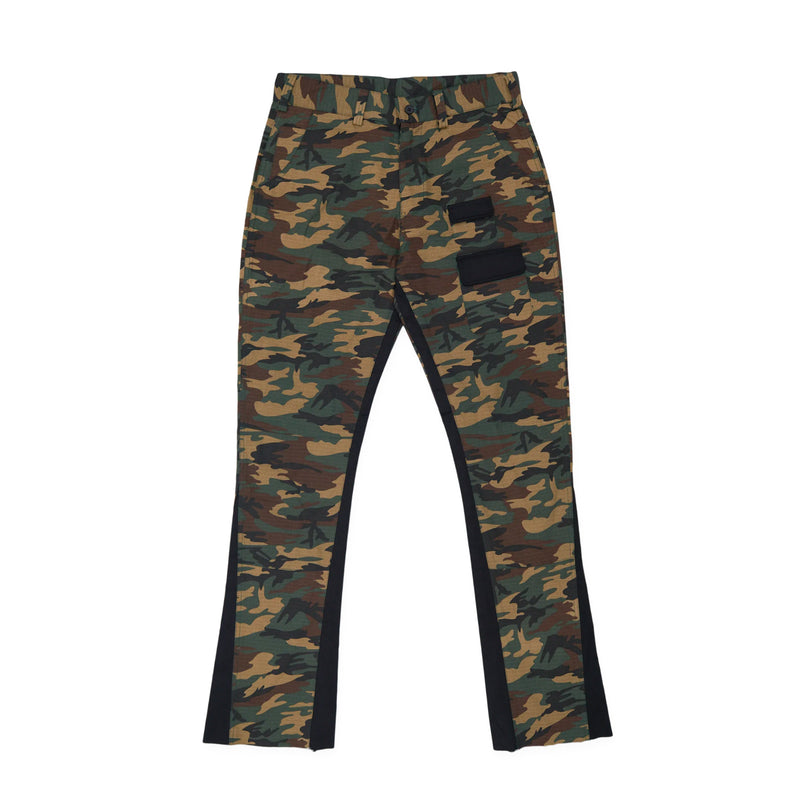 Flare Mens Washed Camo Flare Twill Pants