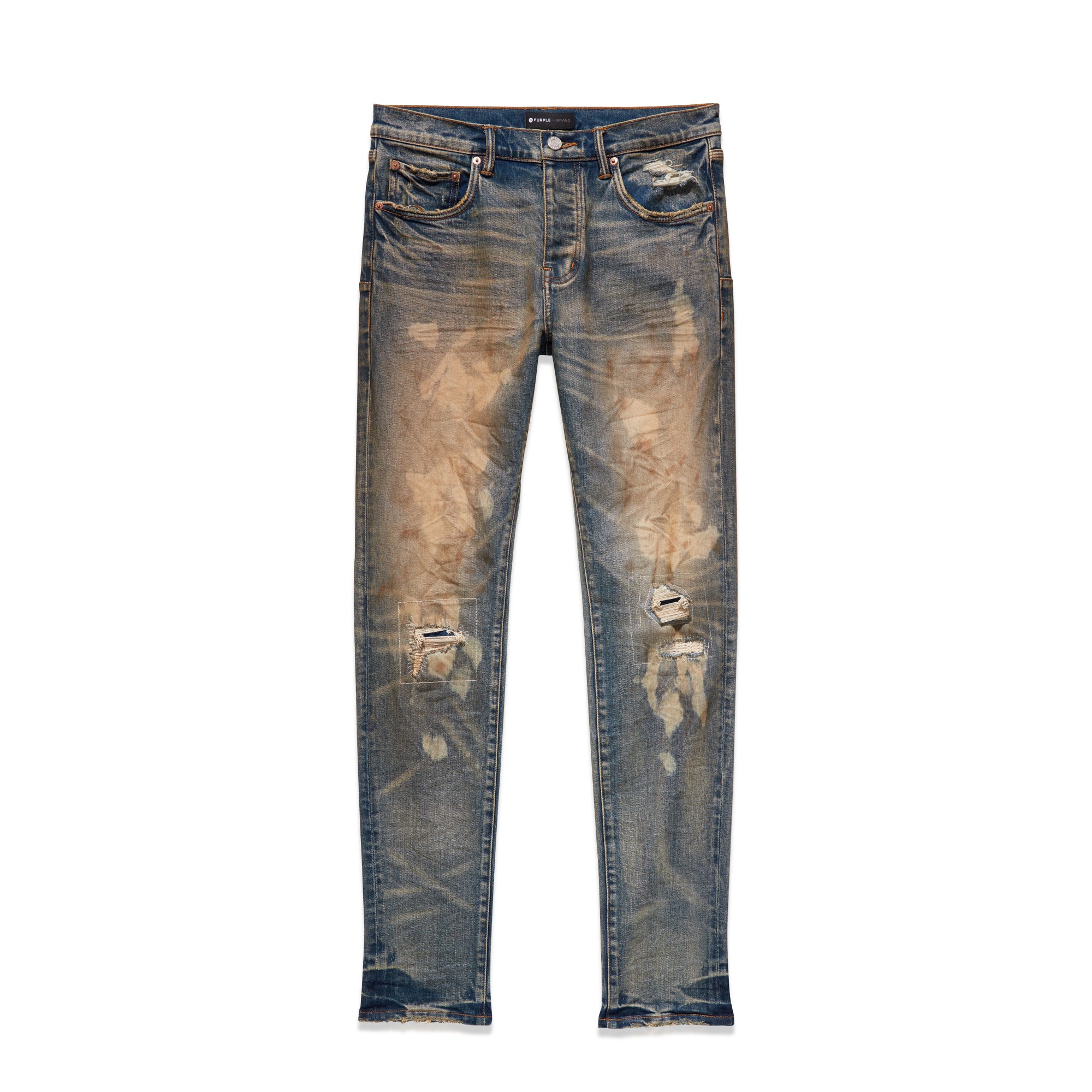 Purple Brand Mens Bleach Marked Dirty Indigo Jeans