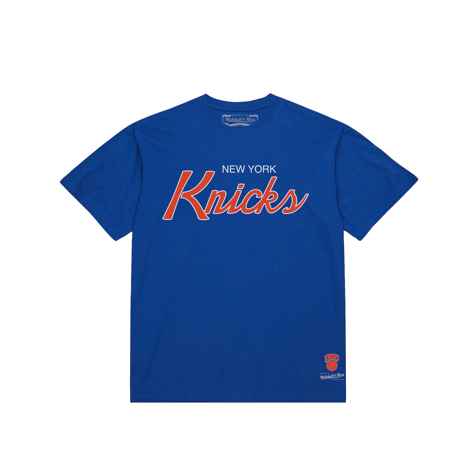 blue white orange t-shirt on a white background