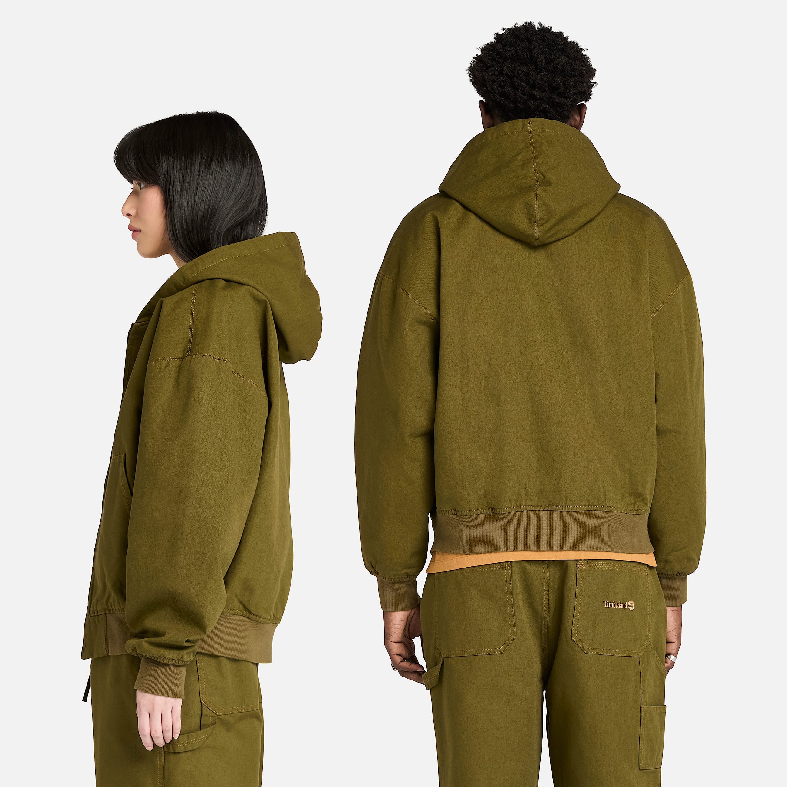 Timberland Mens Washed Duck Hooded Bomber Jacket