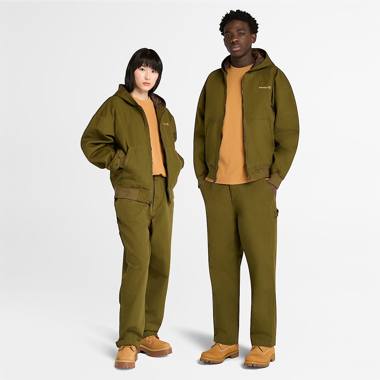 Timberland Mens Washed Duck Hooded Bomber Jacket