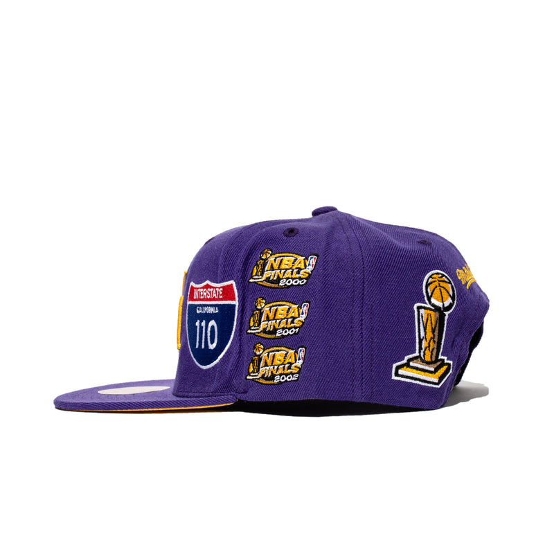 Mitchell & Ness Mens Los Angeles Lakers Champ Patch Snapback 'Purple'