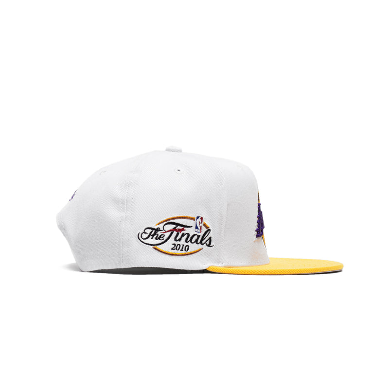 Mitchell & Ness Mens Los Angeles Lakers Finals Patch Snapback 'White/Yellow'