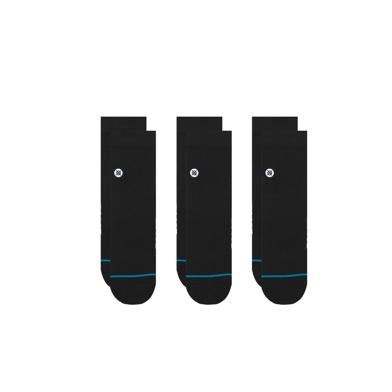 Stance Mens Icon Quarter 3 Pack Socks Black