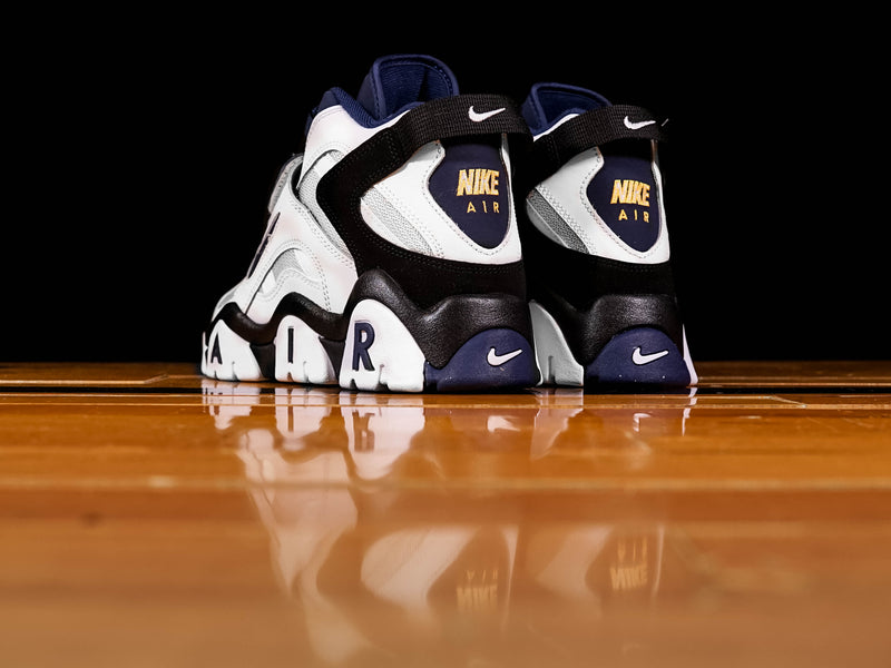 Nike Air Barrage Mid White Navy Gold AT7847-101 Release Info