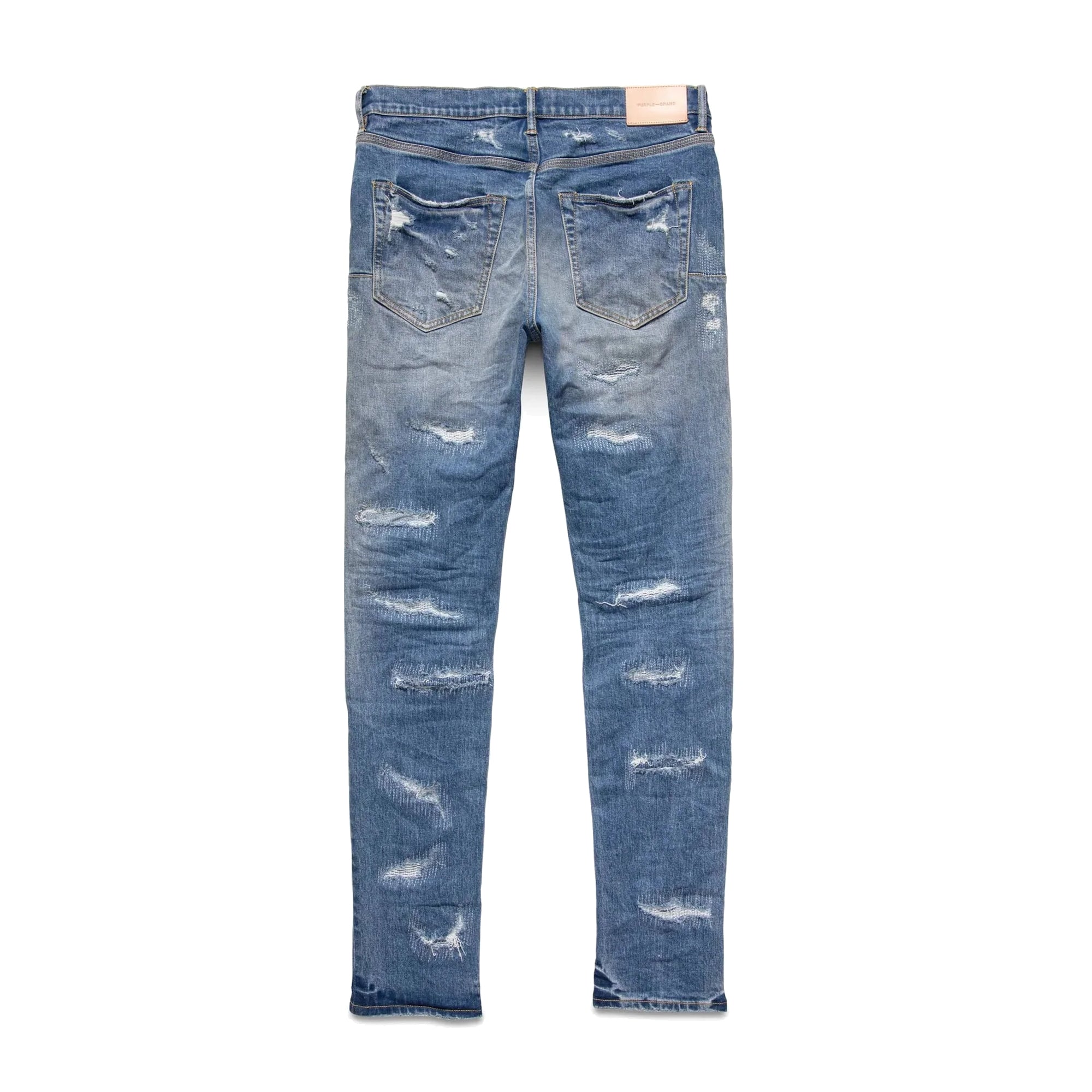 Purple-Brand Jeans - Faded Distressed and Ripped - Light Indigo