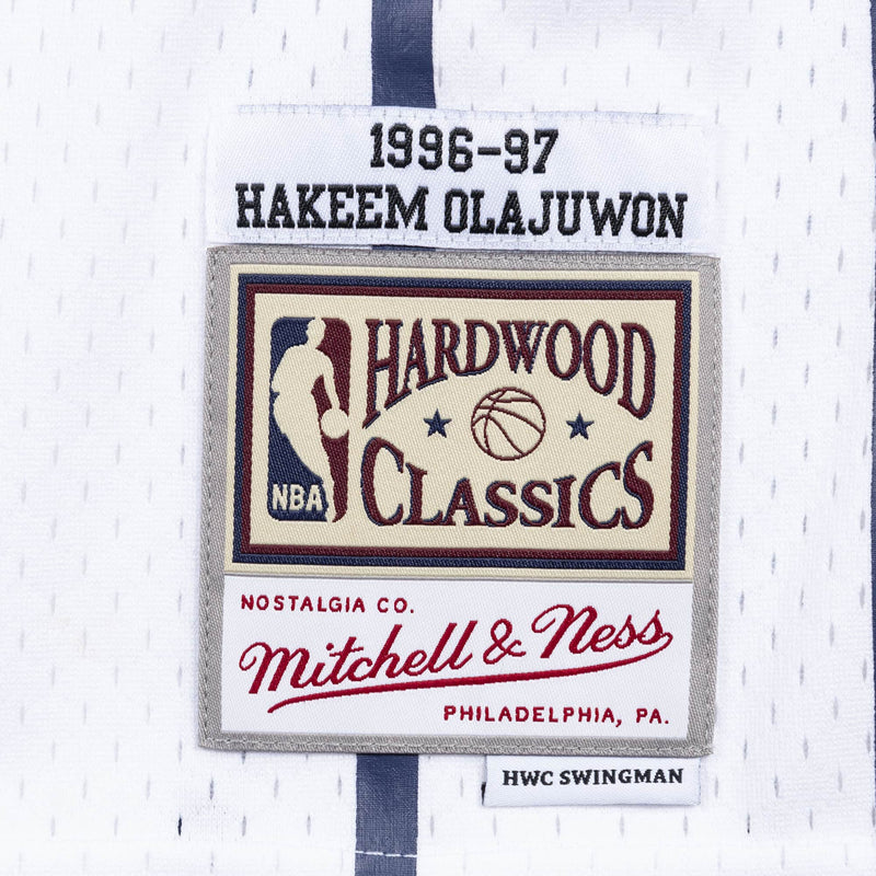 Men's Mitchell & Ness Hakeem Olajuwon White Houston Rockets 1996-97  Hardwood Classics Swingman Jersey