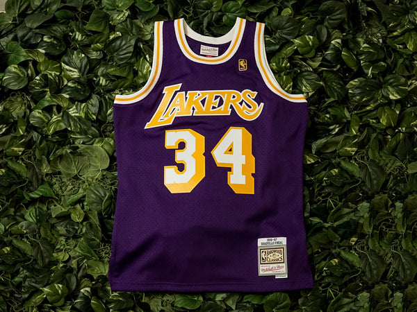 Mitchell & Ness Mens NBA Los Angeles Lakers Swingman Jersey - Shaquille  O'Neal SMJYGS18178-LALPURP96SON Purple