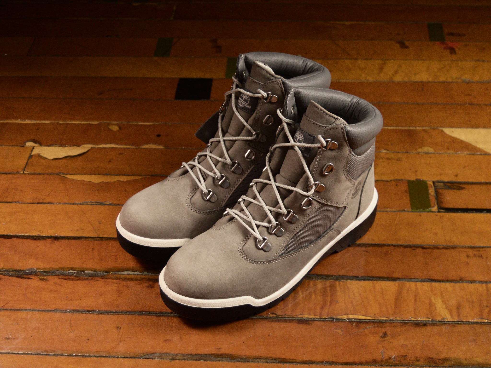 Grey timberland field outlet boots